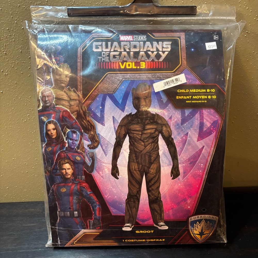 Marvel Guardians of the Galaxy Vol 3 Groot Costume Kids Medium 8-10 Mask Gloves